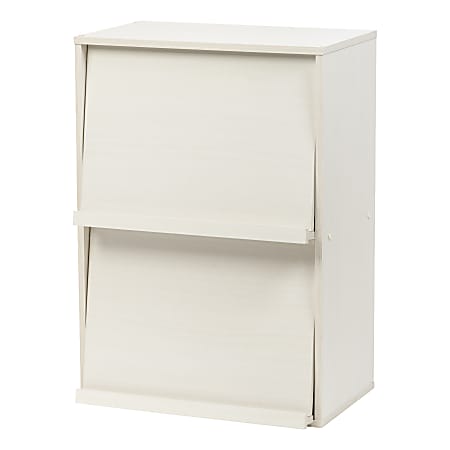 IRIS Wood Shelf With Pocket Doors, 2-Tier, Off White