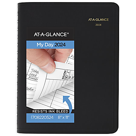 2024 AT-A-GLANCE® 4-Person Group Daily Appointment Book, 8" x 11", Black, January To December 2024, 7082205