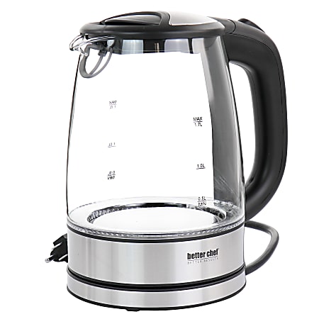 Better Chef 1.7 Liter Cordless Electric Glass And Stainless Steel Tea Kettle  - Office Depot