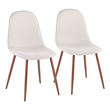 LumiSource Pebble Dining Chairs, Beige/Walnut, Set Of 2 Chairs
