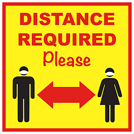 Alliance Social Distance Floor Graphics, 12", Yellow, Distance Required, Set Of 25 Graphics