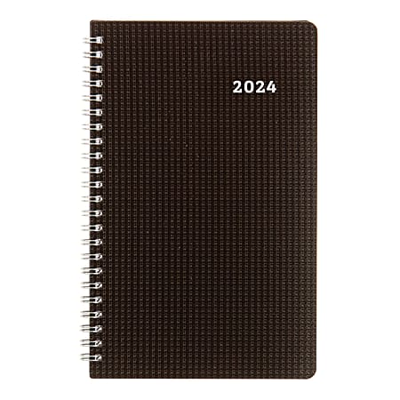 2024 Brownline® DuraFlex Weekly Appointment Planner, 8" x 5", 50% Recycled, Black, January To December 2024 , CB75V.BLK