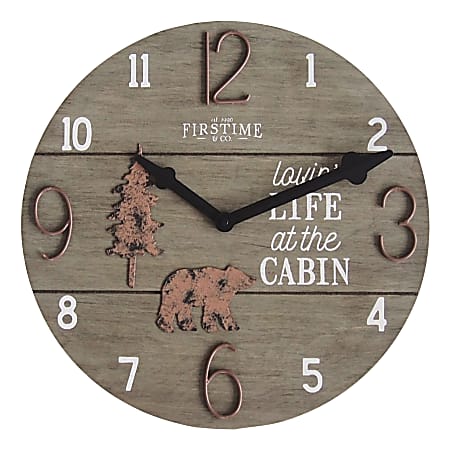 FirsTime & Co.® Cabin Life Wall Clock, Distressed Brown