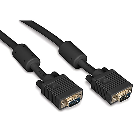Black Box VGA Video Cable with Ferrite Core - Male/Male, Black, 3-ft. (0.9-m) - 3 ft VGA Video Cable for Video Device, Monitor, PC - First End: 1 x 15-pin HD-15 - Male - Second End: 1 x 15-pin HD-15 - Male - Shielding - 28 AWG - Black