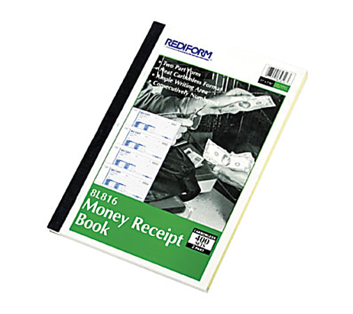 Rediform MRediform® Money Receipt Collection Forms, 2-Part, Carbonless, 7" x 2 3/4", Set Of 400