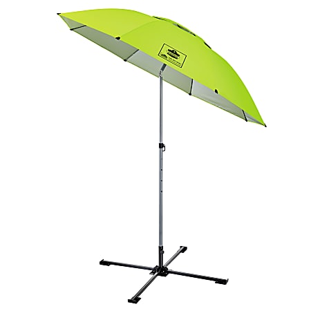 Ergodyne SHAX 6199 Lightweight Work Umbrella And Stand Kit, Lime