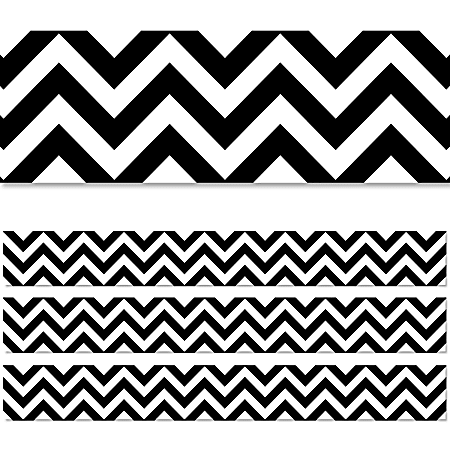 Creative Teaching Press® EZ Borders, Black Chevron, 48’ Per Pack, Set Of 3 Packs