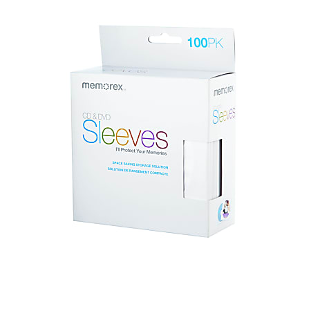 Memorex® CD/DVD Sleeves, White, Pack Of 100