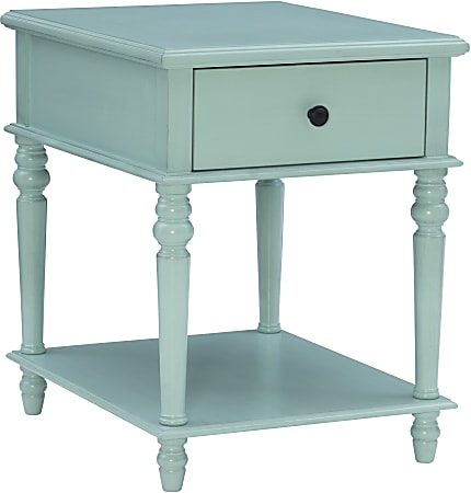 Powell Heaton Side Table With 1 Drawer And Shelf, 26"H x 20"W x 24"D, Blue