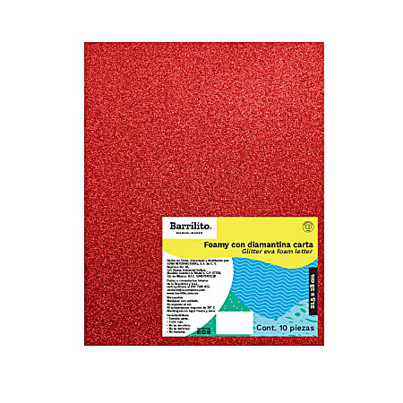 Acco Glitter EVA Foam Sheets, Letter Size, Red, Pack Of 10 Sheets