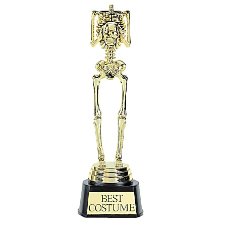 Amscan Best Costume Skeleton Trophies, 9-5/8” x 3”, Beige, Set Of 4 Trophies