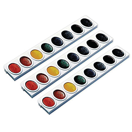 Prang® Watercolors Oval Pan Refill Trays, Assorted Colors, 3 Trays Per Pack, Case Of 3 Packs