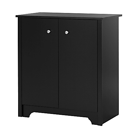 South Shore Vito Small 2-Door Storage Cabinet, Pure Black