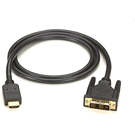 Black Box HDMI to DVI-D Cable, M/M, PVC, 2-m (6.5-ft.) - 6.56 ft DVI/HDMI Video Cable for Video Device, Satellite Receiver, TV - First End: 1 x HDMI (Type A) Male Digital Audio/Video - Second End: 1 x DVI-D Male Digital Video - Shielding