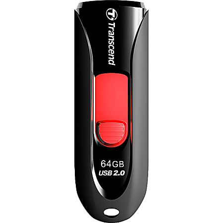 Transcend 64GB JetFlash 590 USB 2.0 Flash Drive - 64 GB - USB 2.0 - Red - Lifetime Warranty