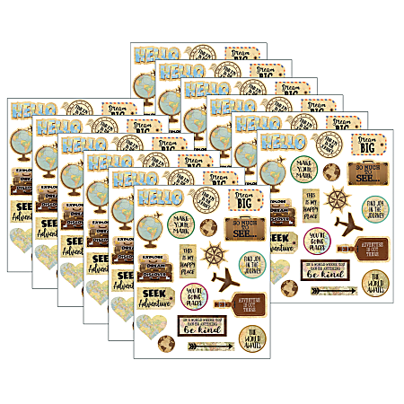 Teacher Created Resources® Stickers, Travel the Map, 120 Stickers Per Pack, Set Of 12 Packs