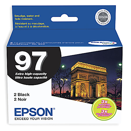 Epson® 97 DuraBrite® Ultra High-Yield Black Ink Cartridges, Pack Of 2, T097120-D2