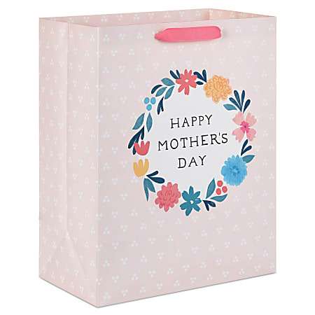 Hallmark 13" Large Mother's Day Gift Bag (Flower Wreath on Pink)