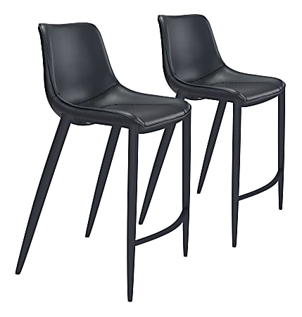 Zuo Modern Magnus Bar Chairs, Black, Set Of 2 Chairs