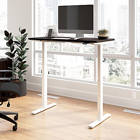 Bush Business Furniture Move 60 Series 48"W x 24"D Electric Height Adjustable Standing Desk, Black Walnut/White Powder Coat, Standard Delivery