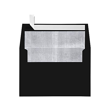 LUX Foil-Lined Invitation Envelopes A4, Peel & Press Closure, Black/Silver, Pack Of 500
