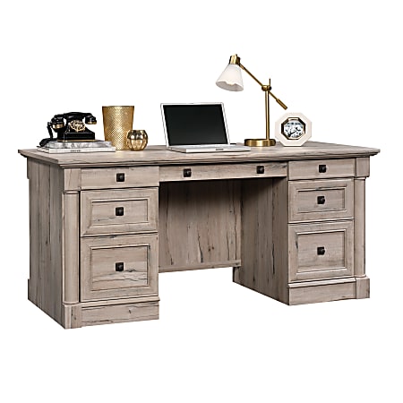 Sauder® Palladia 66"W Double-Pedestal Executive Computer Desk, Split Oak