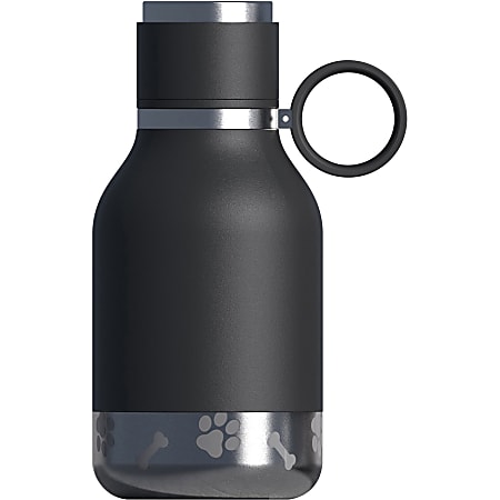 asobu 33-Ounce Dog Bowl Bottle (Black) - 1.03 quart - Black, Silver - Stainless Steel, Copper