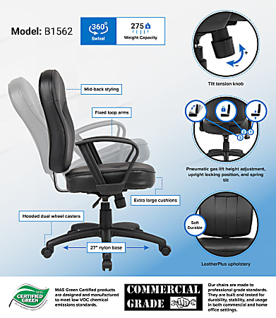 Boss Office Products Mid Back Task Chair Black Office Depot