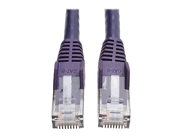 Tripp Lite Cat6 GbE Gigabit Ethernet Snagless Molded Patch Cable UTP Purple RJ45 M/M 50ft 50' - 1 x RJ-45 Male Network - 1 x RJ-45 Male Network - Gold Plated Connector - Copper Plated Contact - Purple