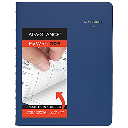AT-A-GLANCE® 2026 Weekly Appointment Book Planner, Blue, Large, 8 1/4" x 11"