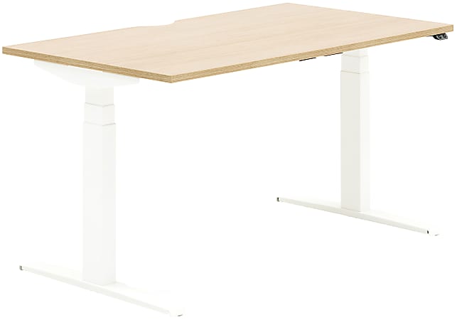 Allermuir Slide Electric Height-Adjustable Standing Desk, 29"H x 54"W x 30"D, Oak/White