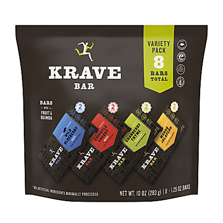 KRAVE Jerky Meat Bars Variety Pack, 1.3 Oz, Pack Of 8