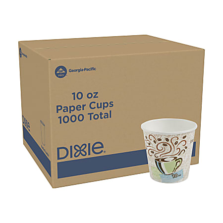 Dixie® PerfecTouch® Paper Coffee Cups, 10 Oz, Coffee Haze Design, 1,000 Count (50 Cups Per Sleeve, 20 Sleeves Per Case)