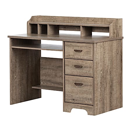 South Shore Versa 45"W Computer Desk With Hutch, Weathered Oak
