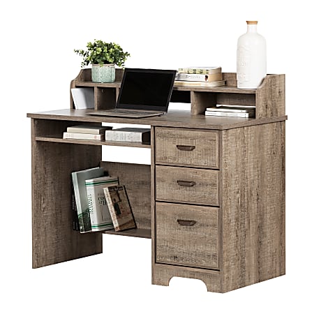 South Shore Versa 45 W Computer Desk With Hutch Weathered Oak