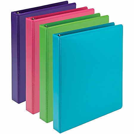 Samsill Earthchoice Durable View Binder, 1" Ring, 8 1/2" x 11", Assorted Colors, Pack Of 4