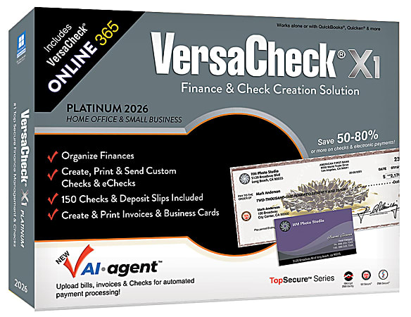 VersaCheck X1 Platinum 2026 + VersaCheck ONLINE Platinum Bundle, 1 User, 1-Year Subscription, PC, Download