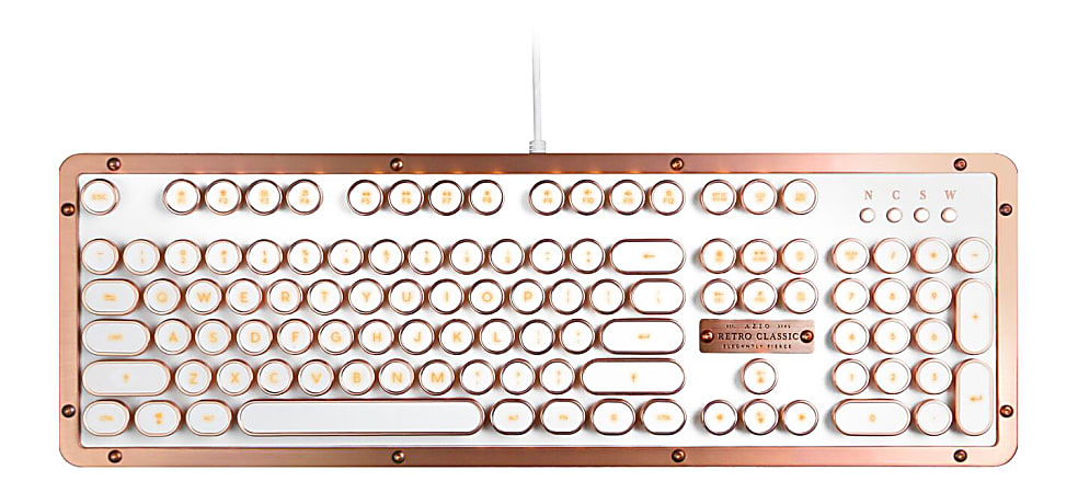 Azio Retro Classic Vintage Typewriter Mechanical USB Keyboard, Posh, MK-RETRO-L-02-US