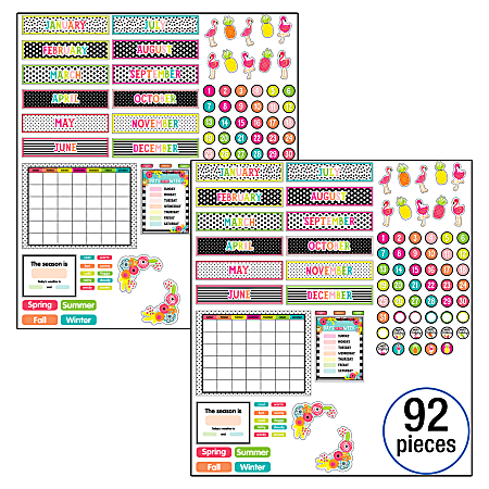 Schoolgirl Style Simply Stylish Tropical Pineapple Calendar Bulletin Board Sets, Pack Of 2 Sets