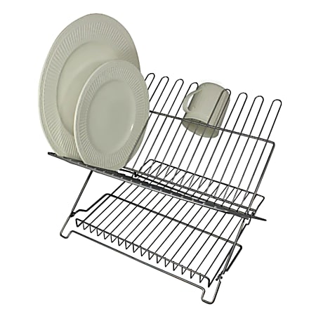 Better Houseware Jr. Folding Dish Rack, 12-1/2”H x 13-3/4”W x 10-3/4”D, Metallic