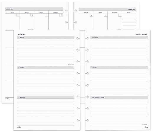 2024 TUL® Discbound Weekly/Monthly Planner Refill Pages, Junior Size