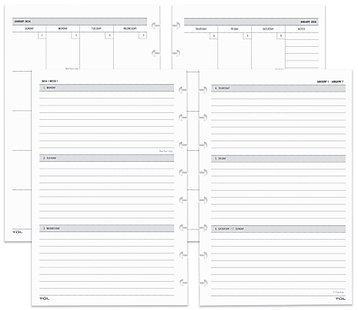 TUL® Discbound Weekly/Monthly Planner Refill Pages, Junior Size