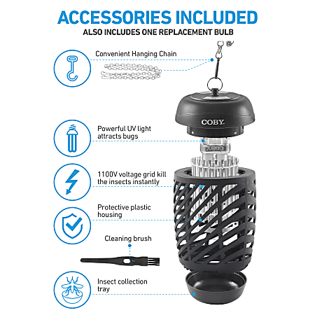 Coby IndoorOutdoor 10 Watt Hanging Bug Zapper Black - Office Depot