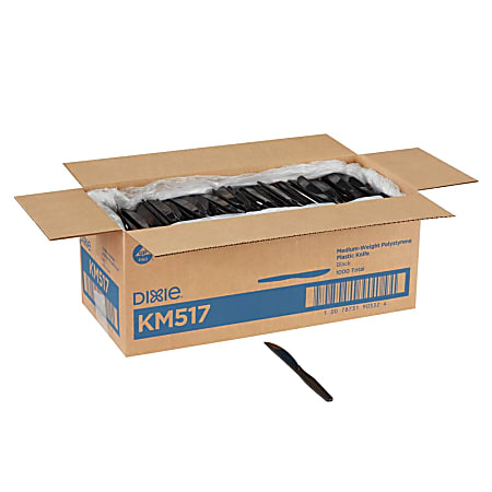 DIXIE® MEDIUM-WEIGHT POLYSTYRENE DISPOSABLE PLASTIC KNIVES BY GP PRO (GEORGIA-PACIFIC), BLACK, 1,000 KNIVES PER CASE