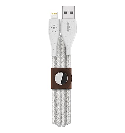 Belkin® DuraTek Plus Lightning To USB-A Cable With Strap, 4', White, F8J236BT04-WHT