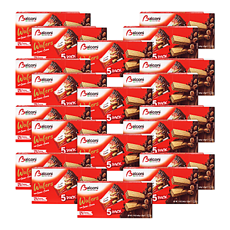 Balconi Wafers, Cocoa, 1.6 Oz, 5 Wafers Per Pack, Case Of 20 Packs