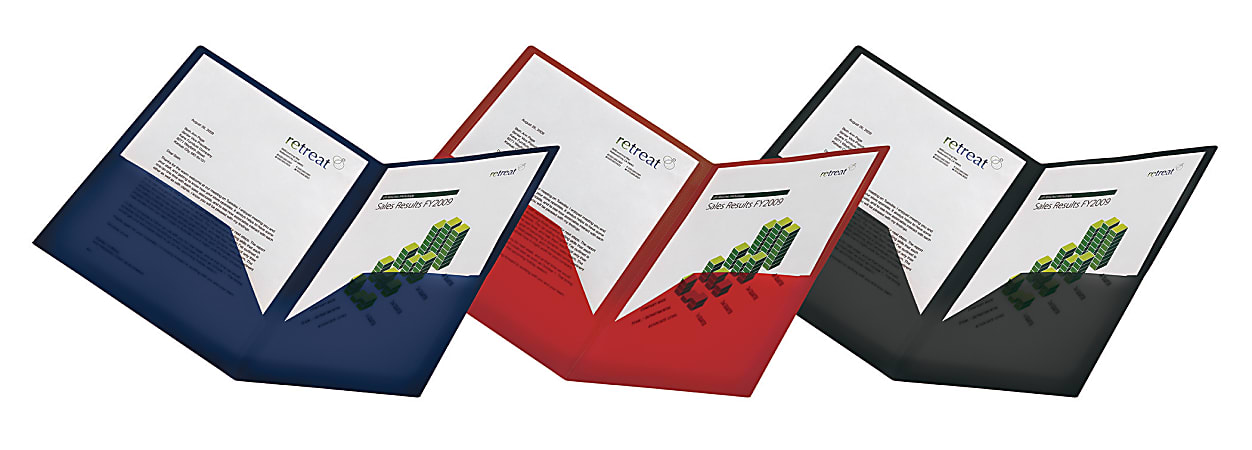 Office Depot® Brand 2-Pocket Transparent Poly Folder, Letter Size, Assorted Colors (No Color Choice)