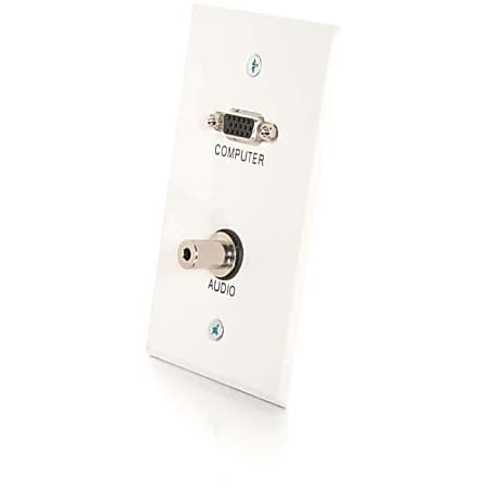 C2G VGA and 3.5mm Audio Pass Through Single Gang Wall Plate - White - 1-gang - White - 1 x Mini-phone Port(s) - 1 x VGA Port(s)