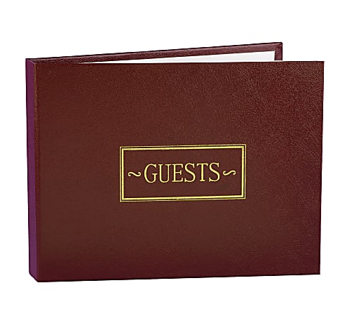 Taylor Party And Event Guest Book, 5-3/4" x 7-3/8", Burgundy/Gold