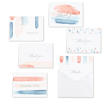 Custom All-Occasion Thank You Cards With Blank Envelopes, 4-7/8" x 3-1/2", Paint Stripes, Box Of 36